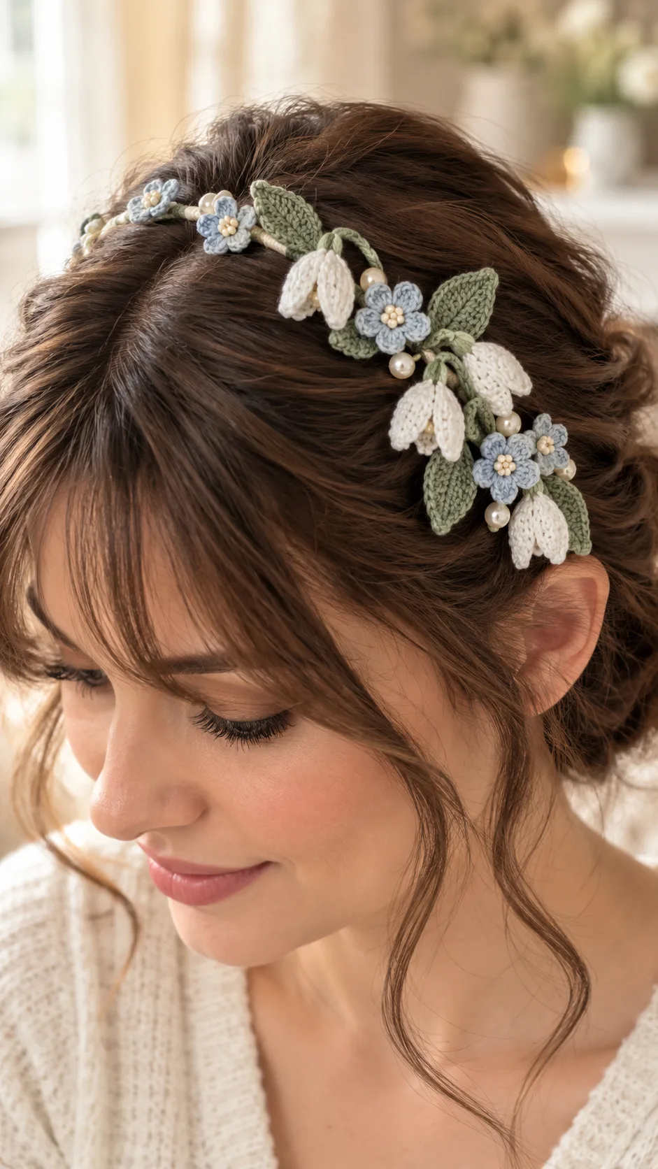 Snowdrop Pearl Headband Crochet Pattern
