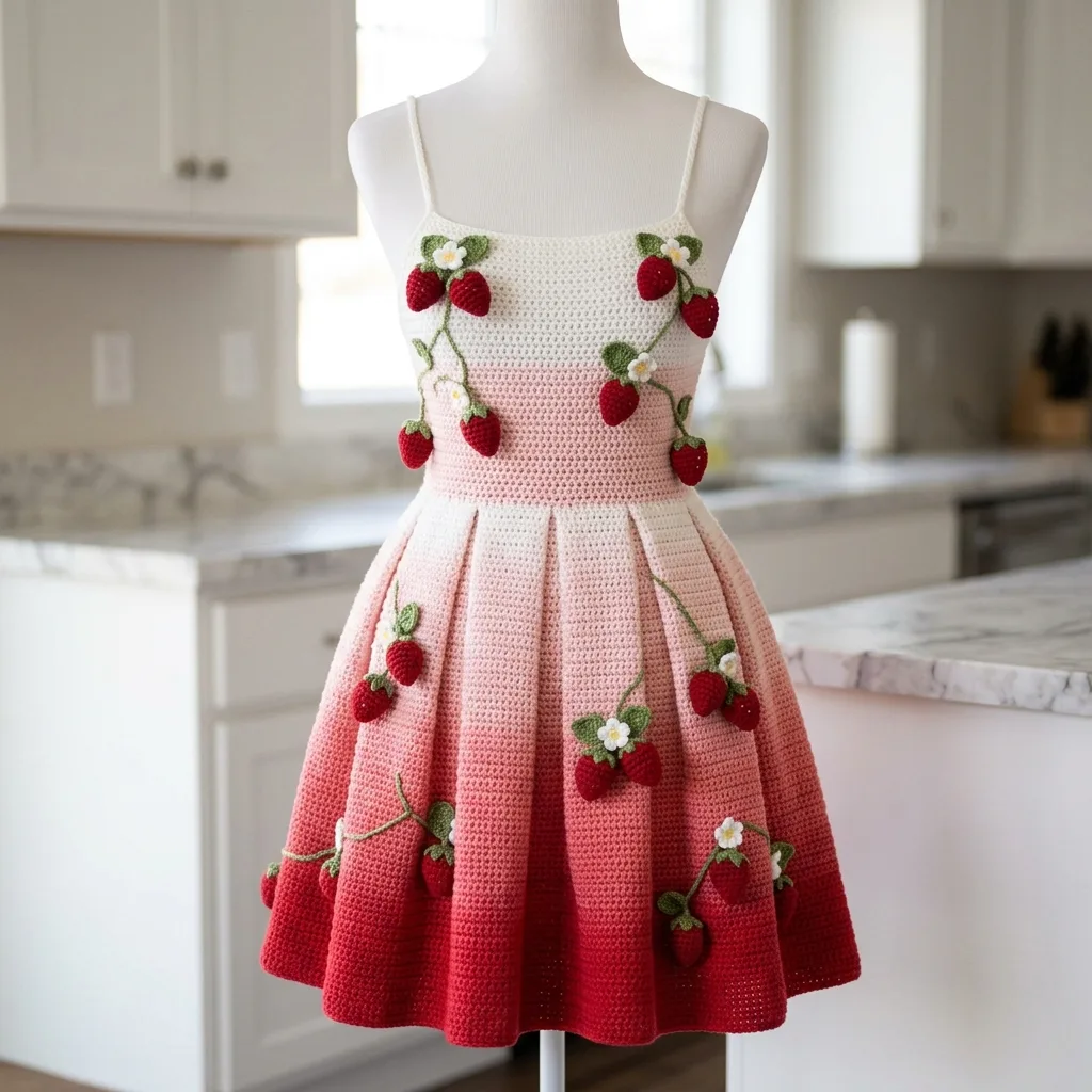 Strawberry Garden Party Dress Crochet Pattern