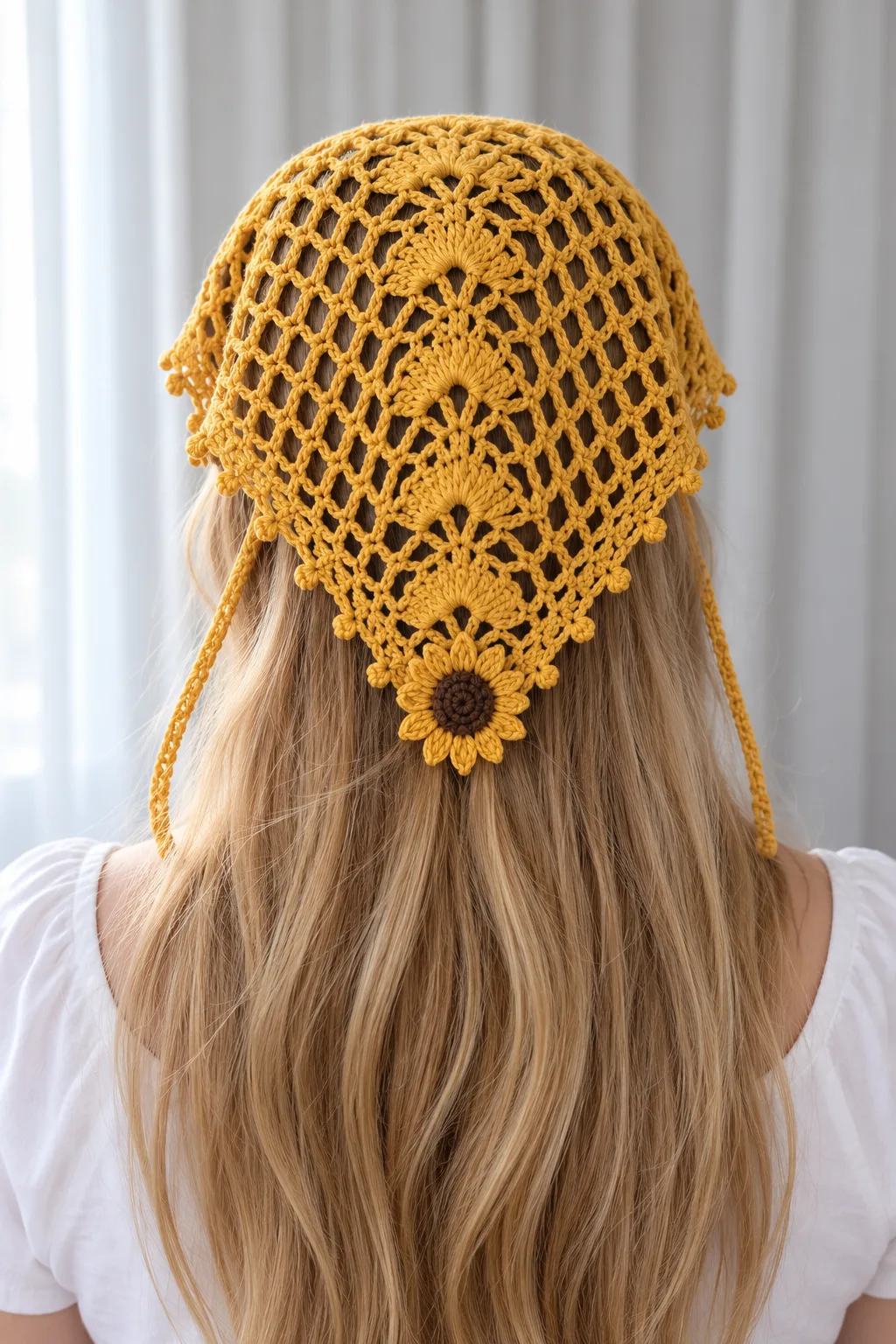 Sunflower Lace Headscarf Crochet Pattern
