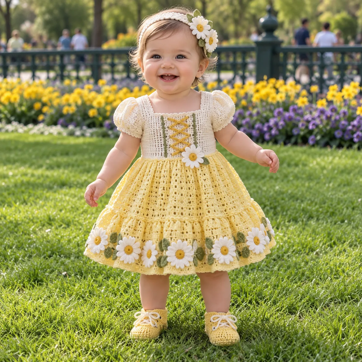 Sunshine Daisy Baby Dress Crochet Pattern