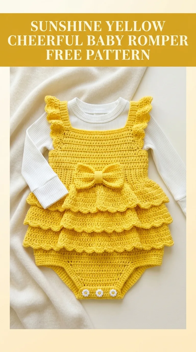 Sunshine Yellow Cheerful Baby Romper Free Crochet Pattern