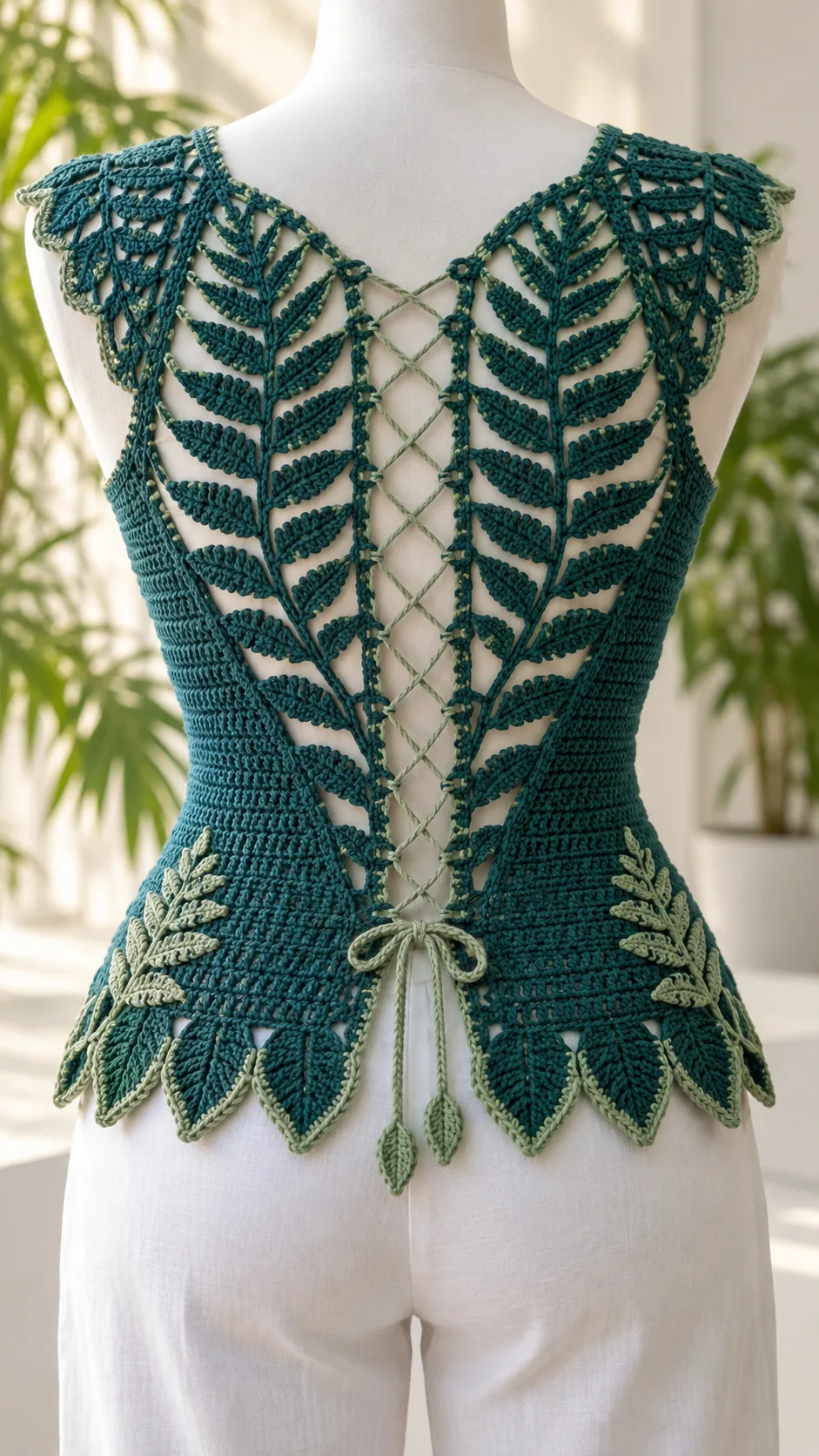 Teal Fern Corset Top Crochet Pattern