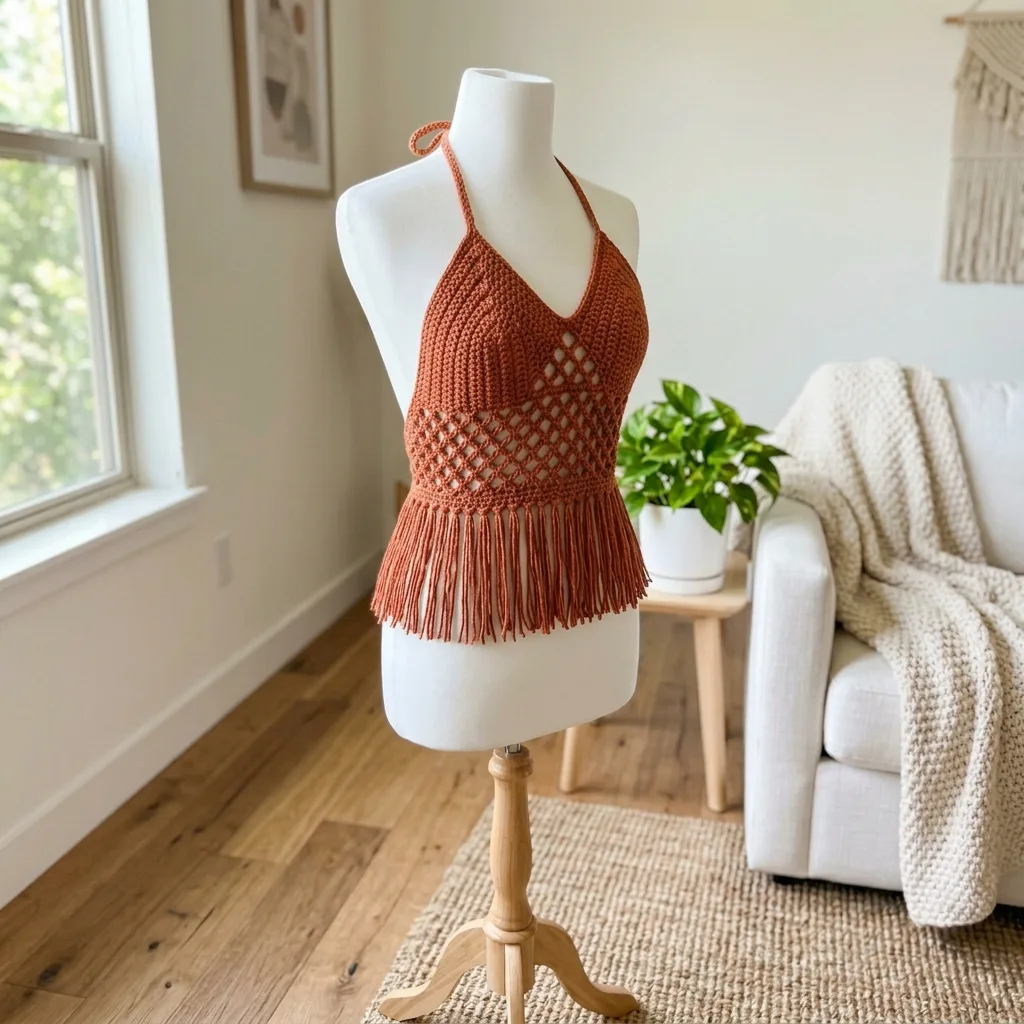 Terracotta Crochet Festival Top