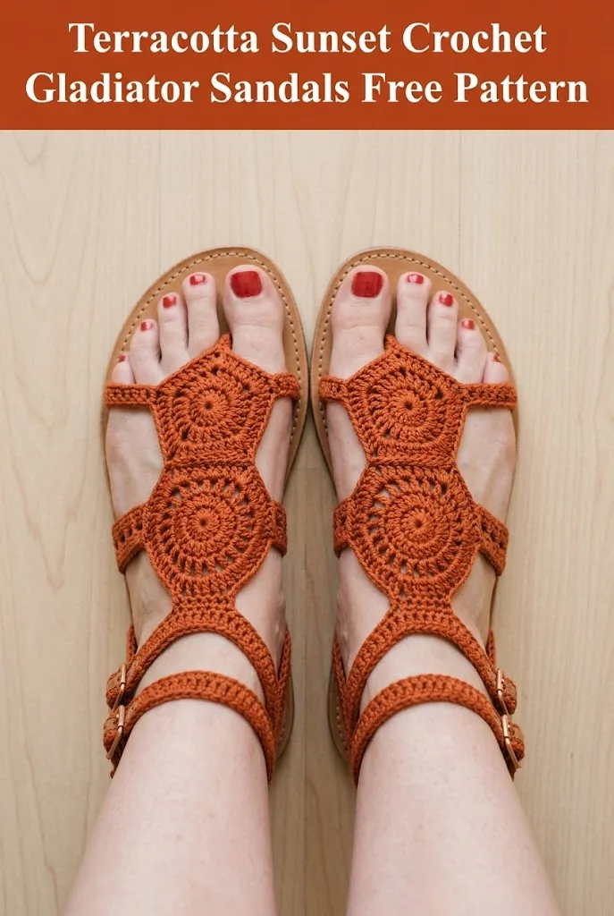 Terracotta Sunset Crochet Gladiator Sandals Free Pattern