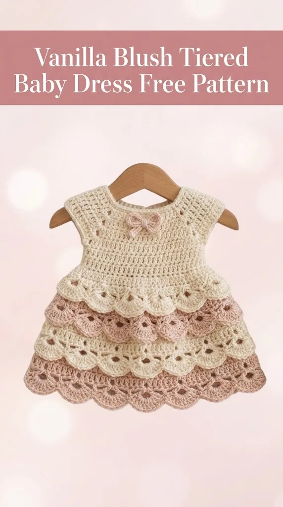 Vanilla Blush Tiered Baby Dress Free Crochet Pattern
