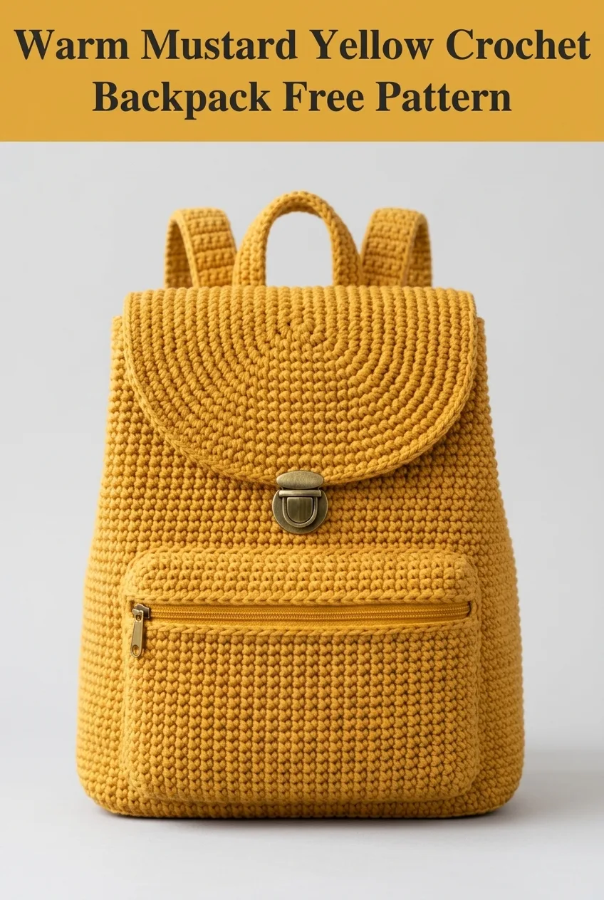Warm Mustard Yellow Crochet Backpack Free Pattern