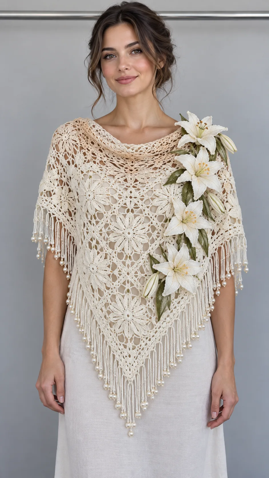 White Lily Lace Shawl Crochet Pattern