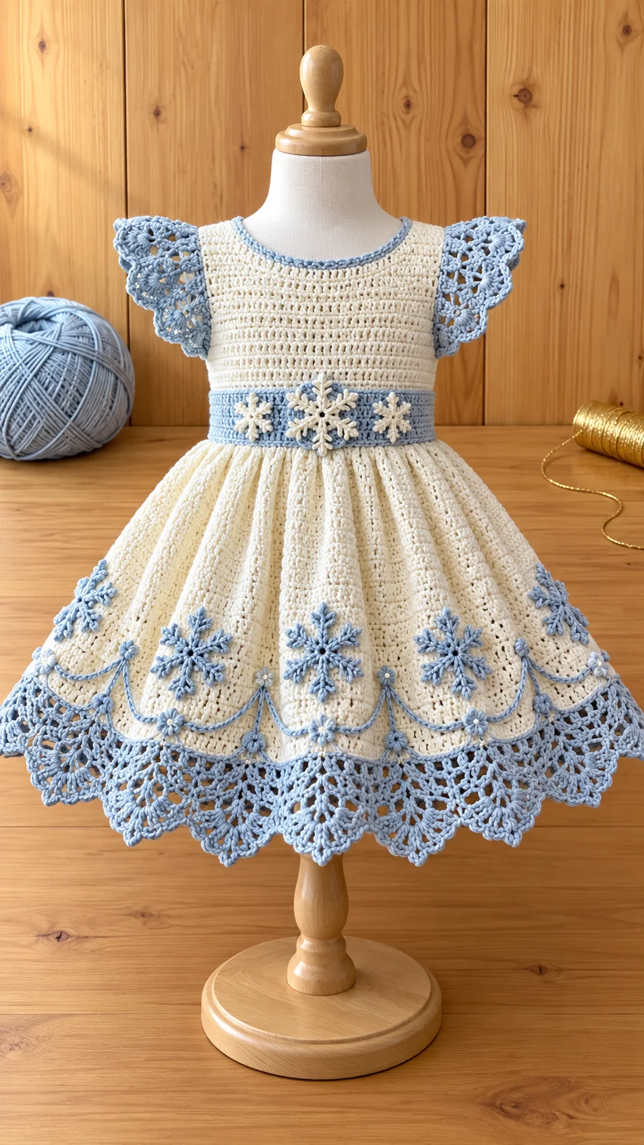 Winter Ivory Snowflake Dress Crochet Pattern