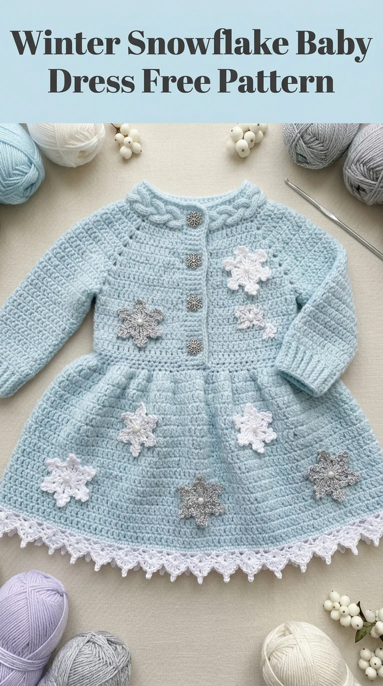 Winter Snowflake Baby Dress Free Crochet Pattern