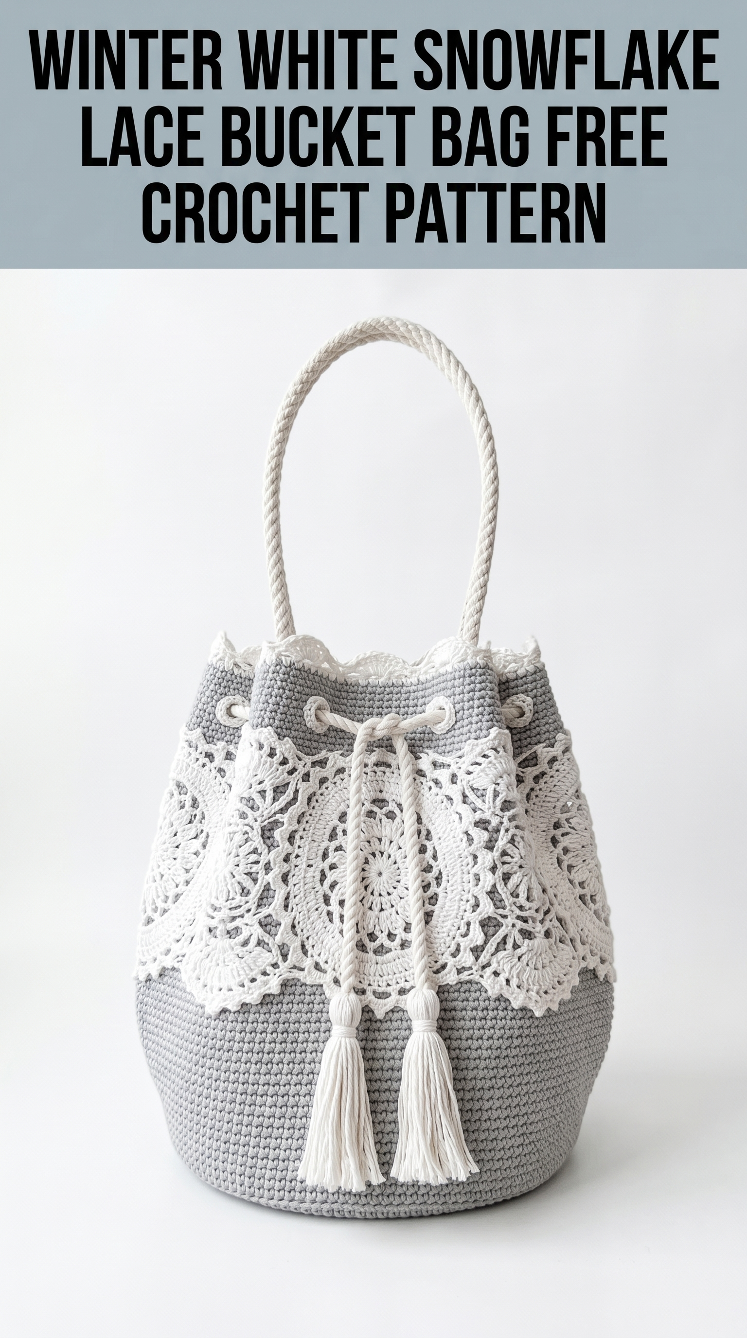 Winter White Snowflake Lace Bucket Bag Free Crochet Pattern